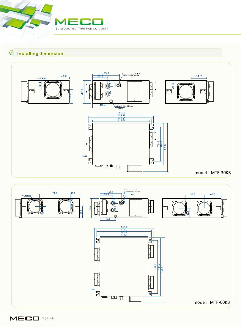 Slim ducted dimensions and performance